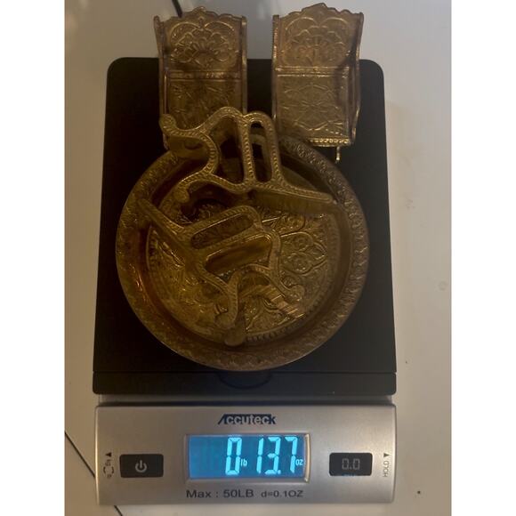 VTG Brass Dollhouse Miniature Furniture Set Ornate Floral Design 1970s India - Picture 12 of 16